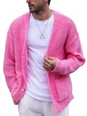 【24-hour shipping】Men's Single Breasted Double Pocket Loose Knit Cardigan