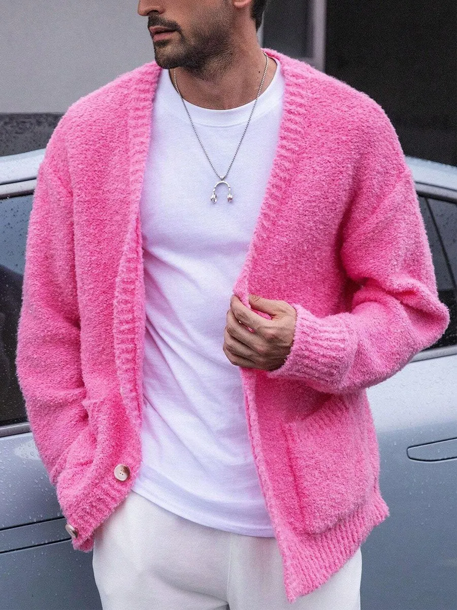 【24-hour shipping】Men's Single Breasted Double Pocket Loose Knit Cardigan