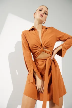 Alto Wrap and Tie Shirt Dress- Ginger