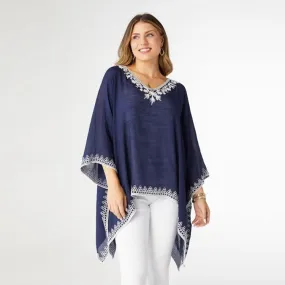 Amaryllis Poncho with Embroidery Trim