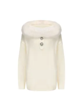 Ava Fur Sweatshirt (White)