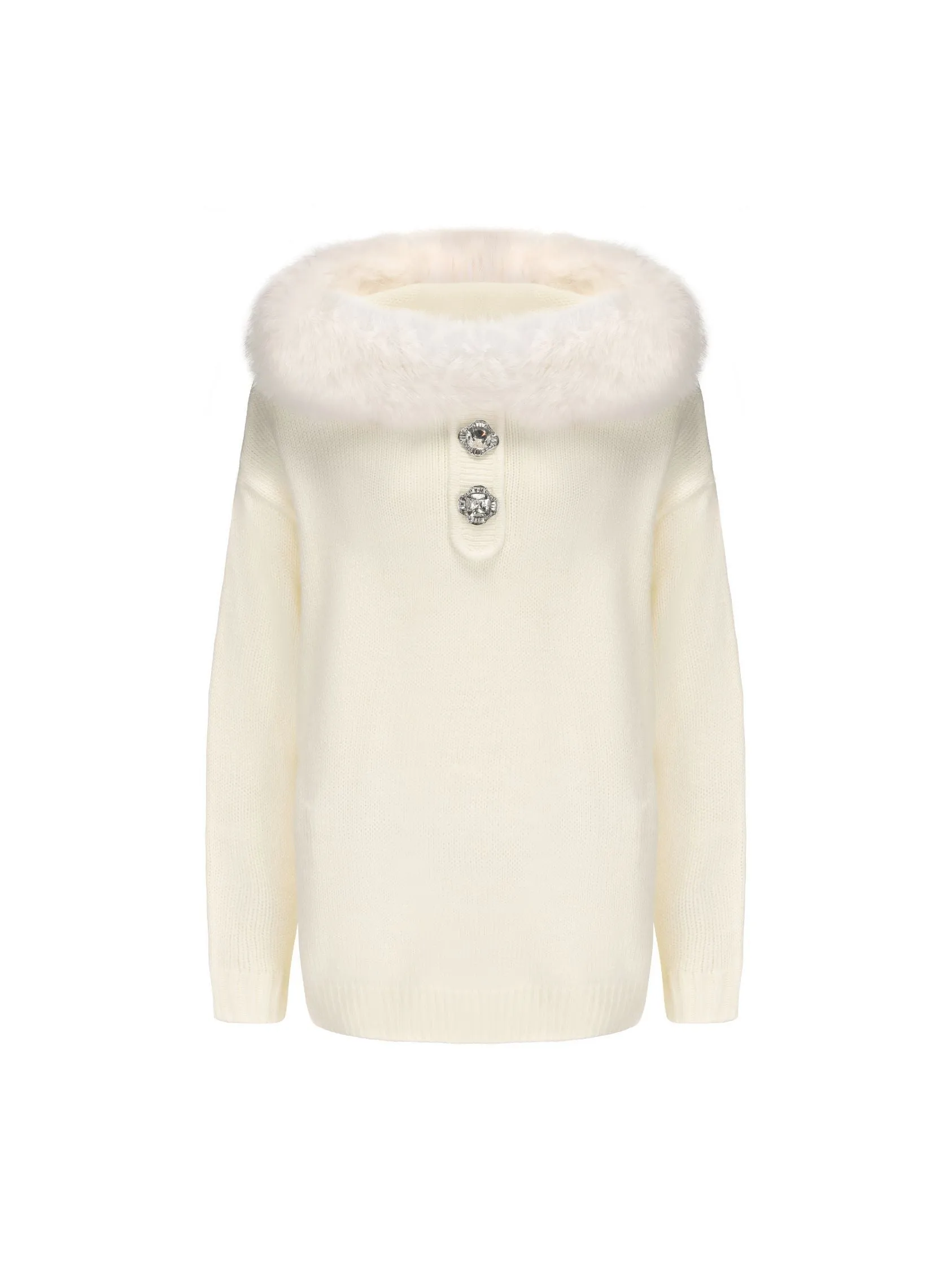 Ava Fur Sweatshirt (White)