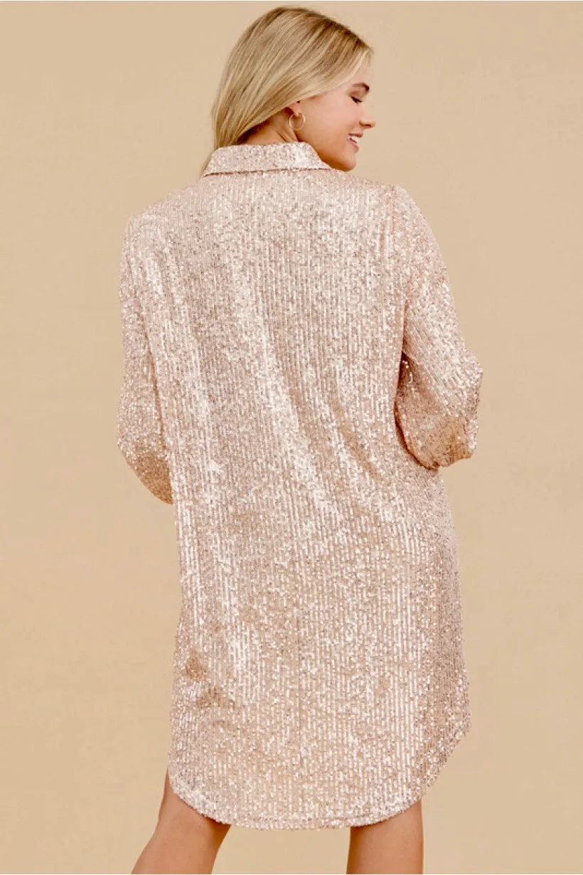 Avery Sequin Shirt Dress
