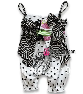 Baby Romper Zebra String Shoulder Romper