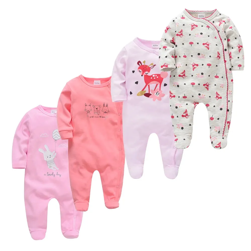 Baby's Long Sleeve Printed Cotton Summer Rompers