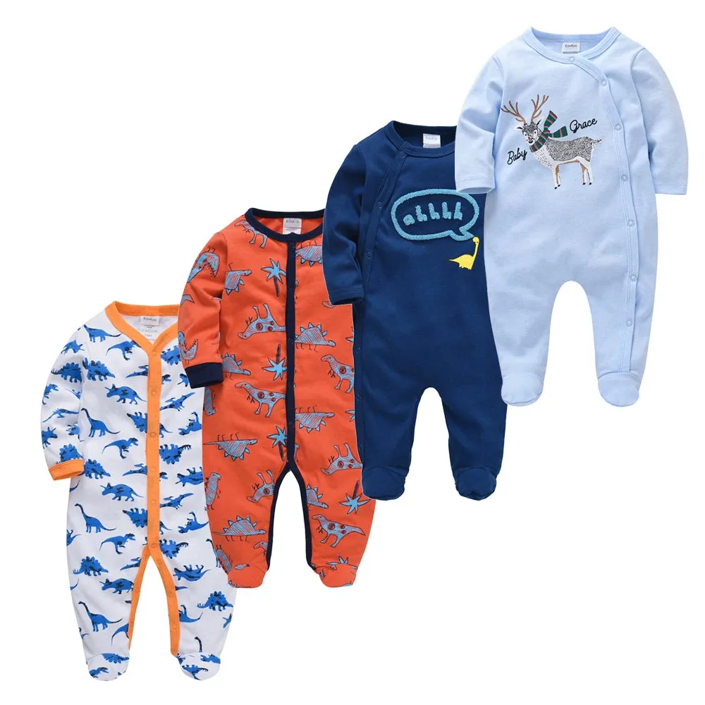 Baby's Long Sleeve Printed Cotton Summer Rompers