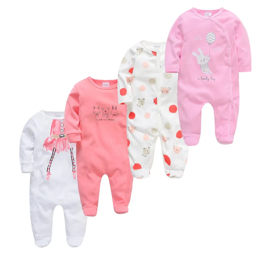Baby's Long Sleeve Printed Cotton Summer Rompers