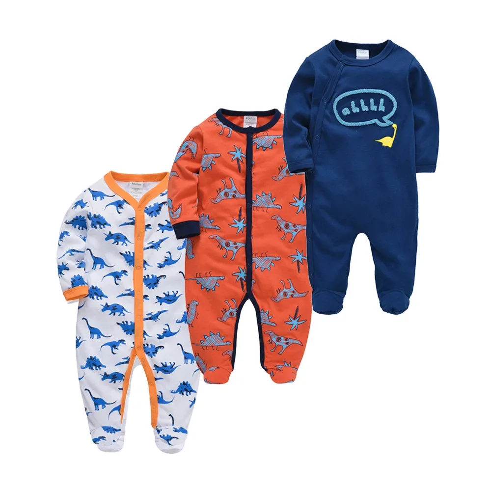 Baby's Long Sleeve Printed Cotton Summer Rompers