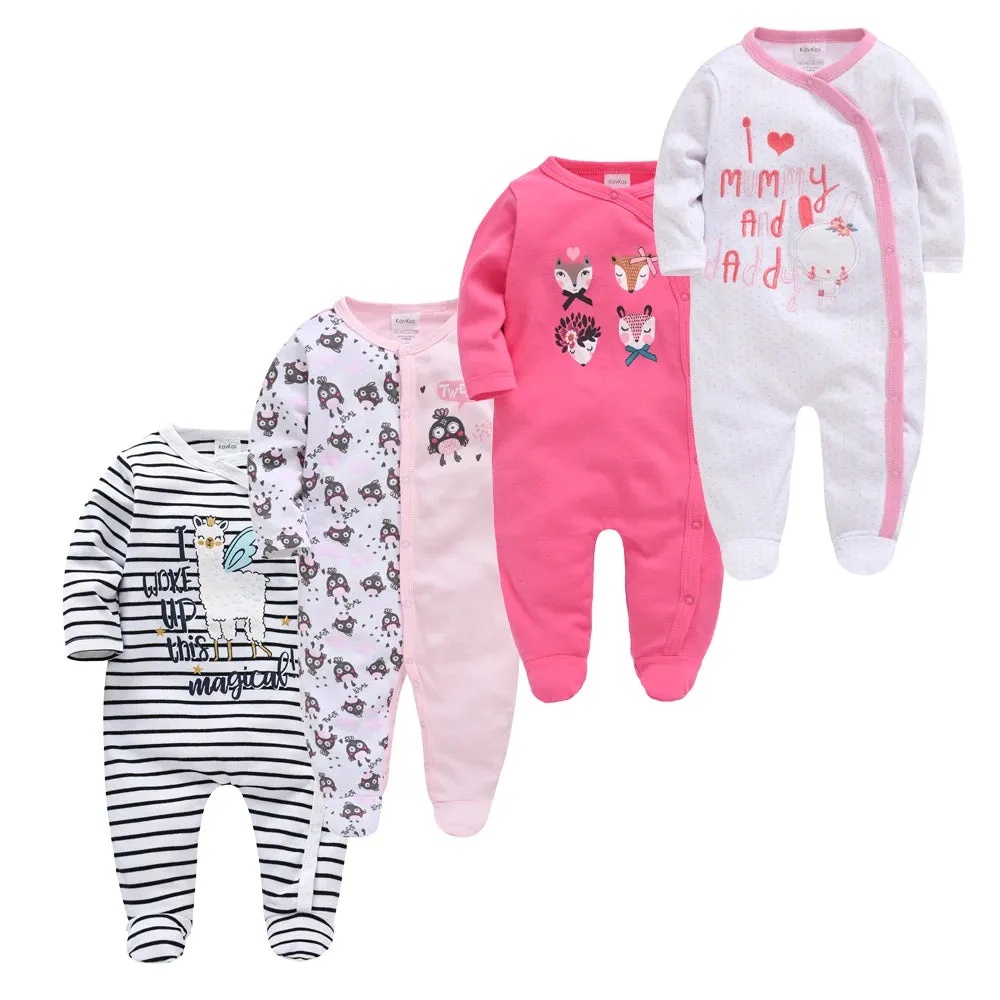 Baby's Long Sleeve Printed Cotton Summer Rompers
