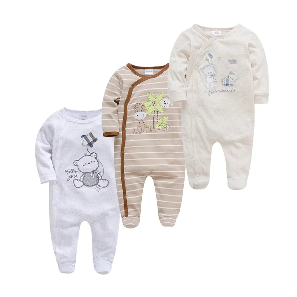 Baby's Long Sleeve Printed Cotton Summer Rompers