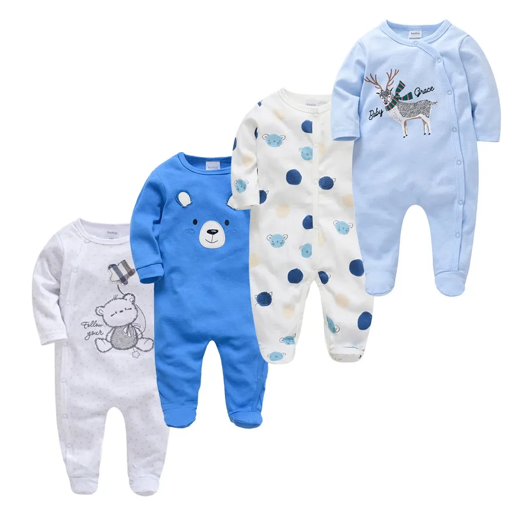 Baby's Long Sleeve Printed Cotton Summer Rompers