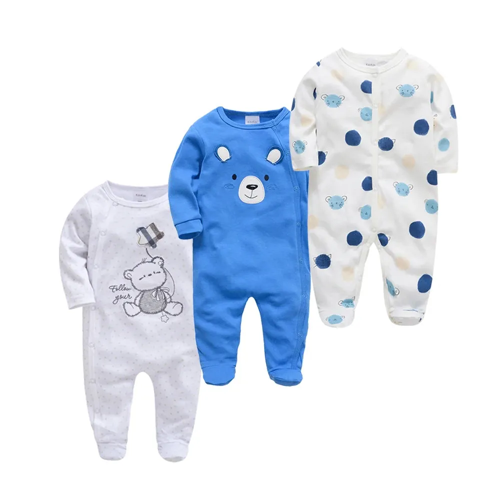 Baby's Long Sleeve Printed Cotton Summer Rompers
