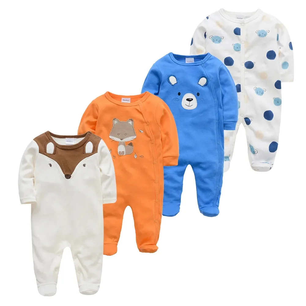 Baby's Long Sleeve Printed Cotton Summer Rompers
