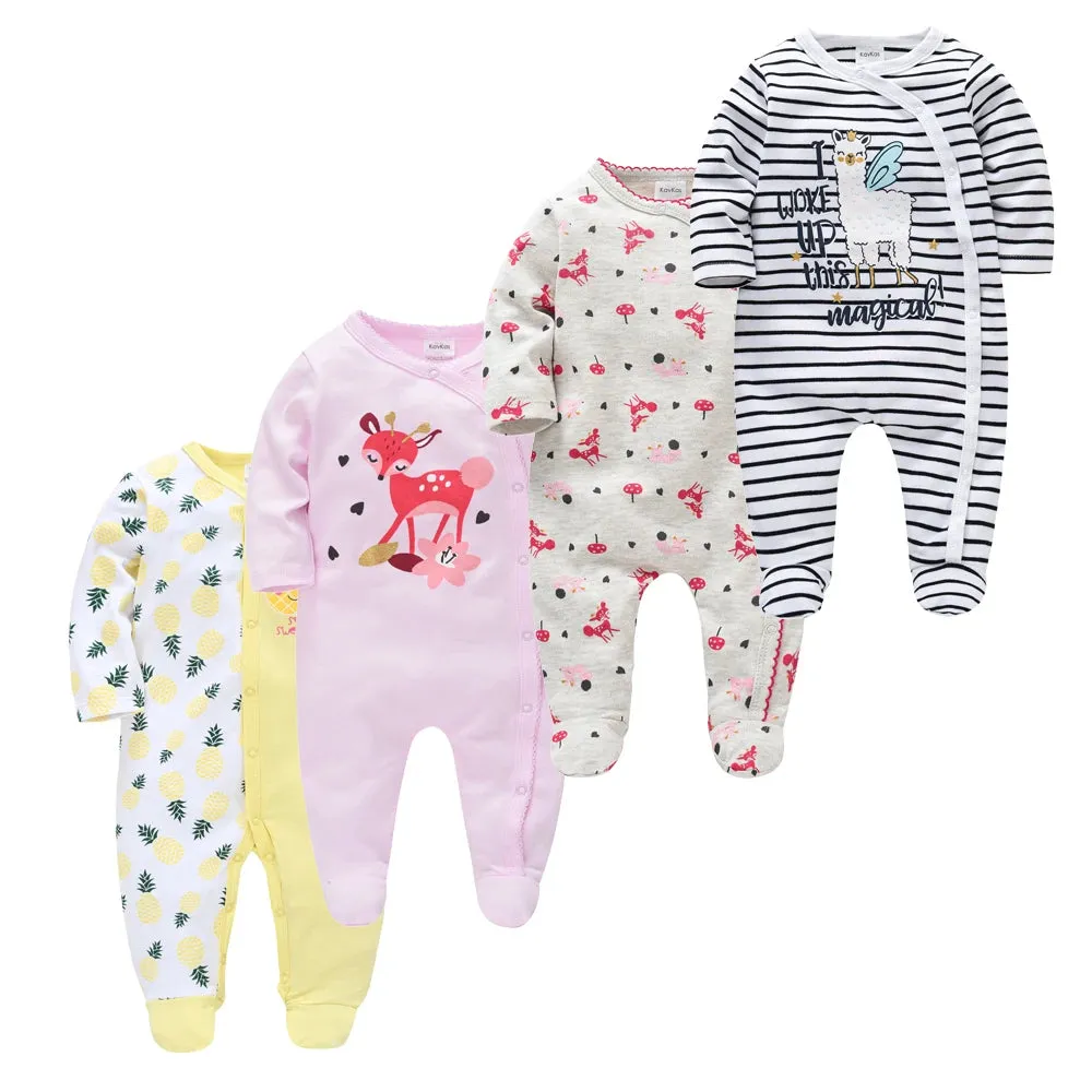 Baby's Long Sleeve Printed Cotton Summer Rompers