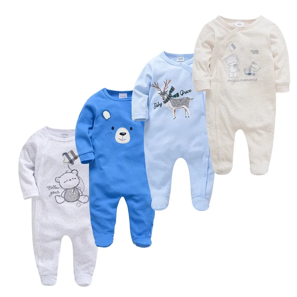 Baby's Long Sleeve Printed Cotton Summer Rompers