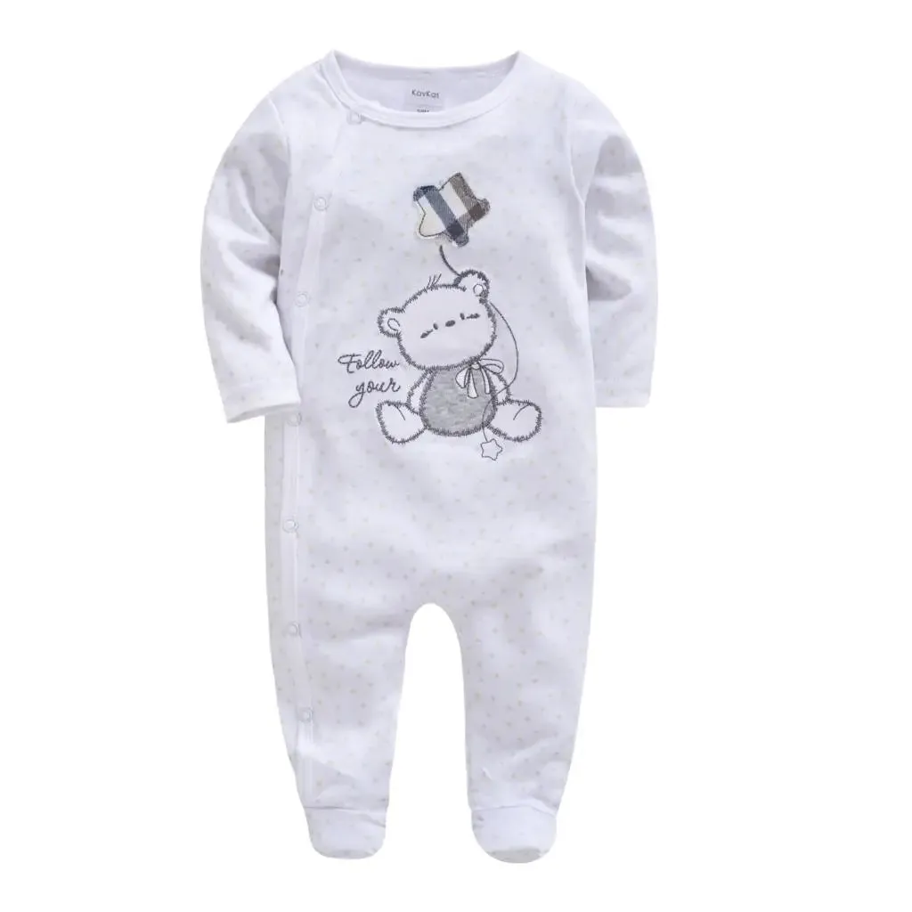 Baby's Long Sleeve Printed Cotton Summer Rompers