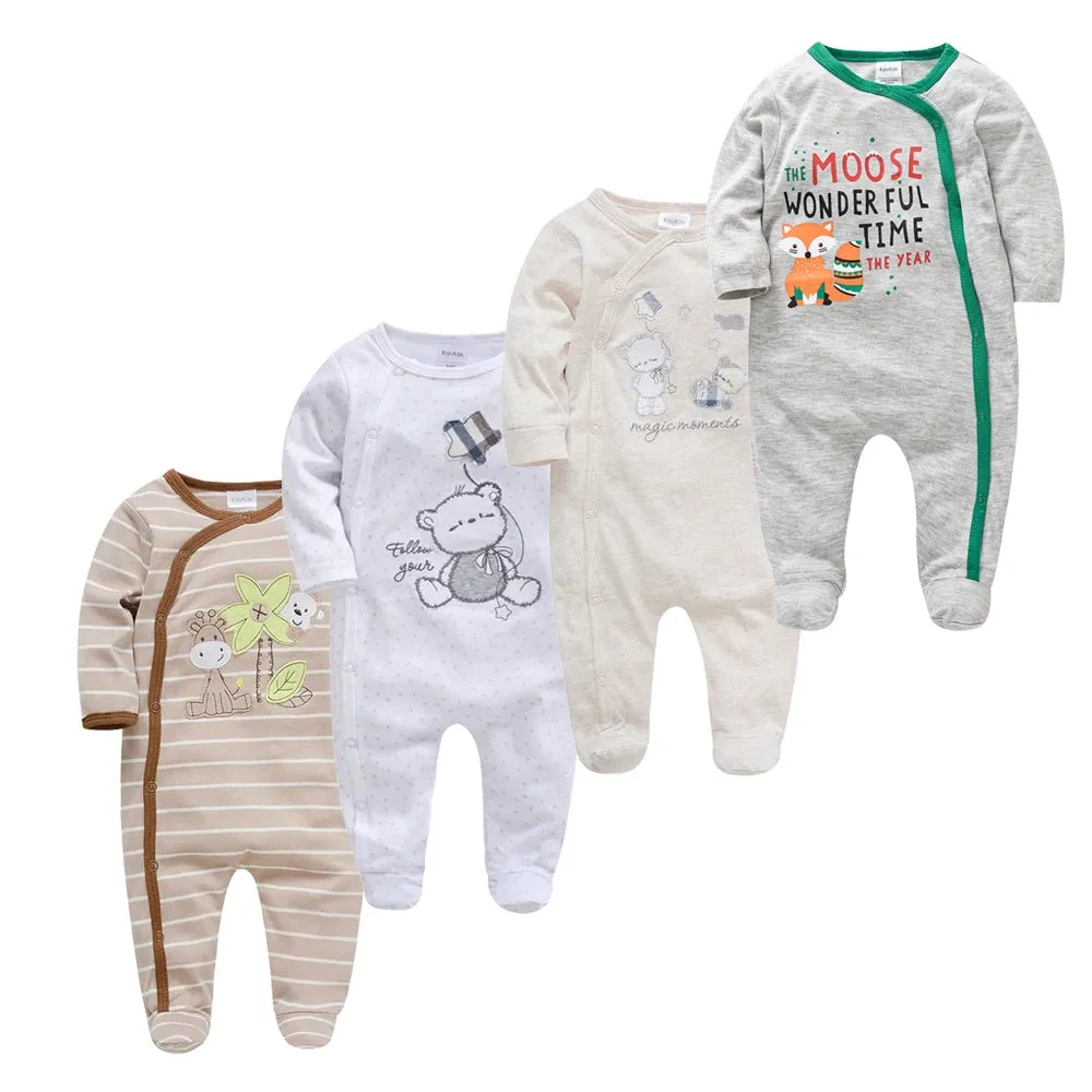 Baby's Long Sleeve Printed Cotton Summer Rompers