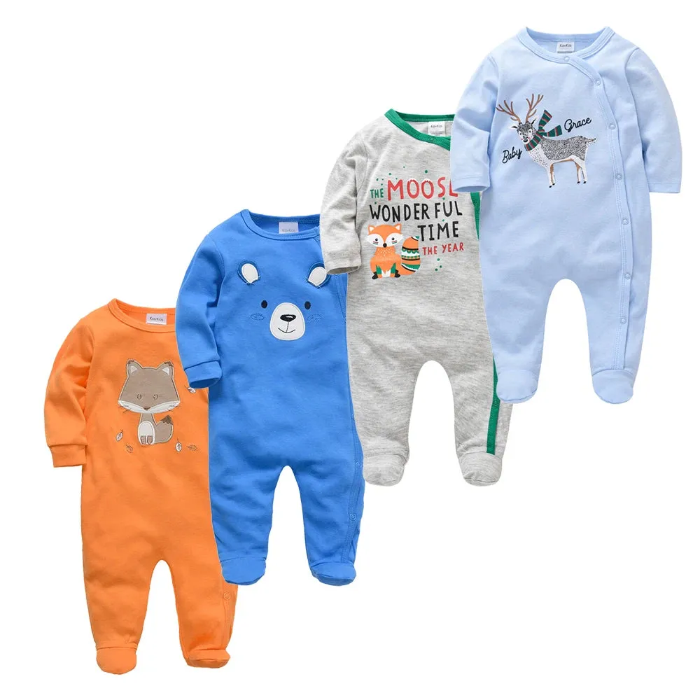 Baby's Long Sleeve Printed Cotton Summer Rompers
