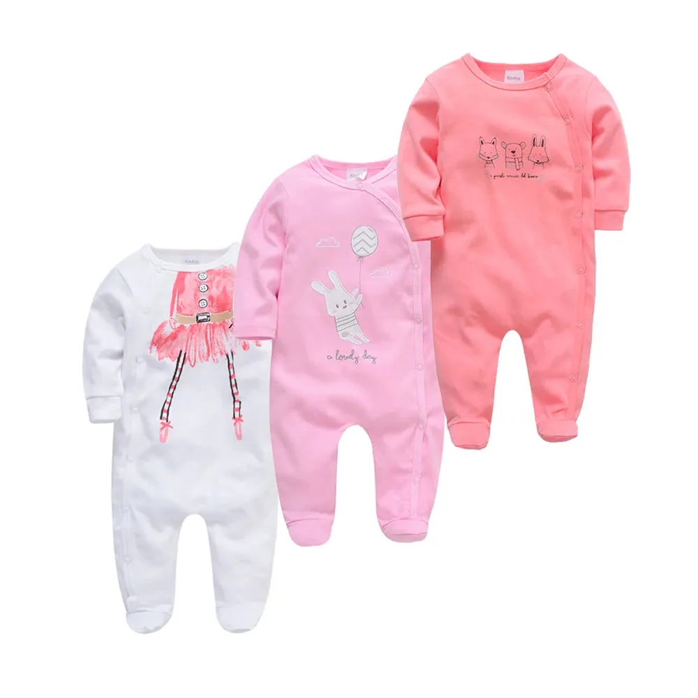 Baby's Long Sleeve Printed Cotton Summer Rompers