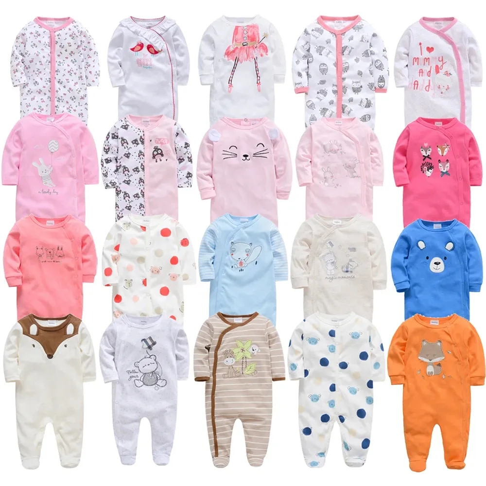Baby's Long Sleeve Printed Cotton Summer Rompers