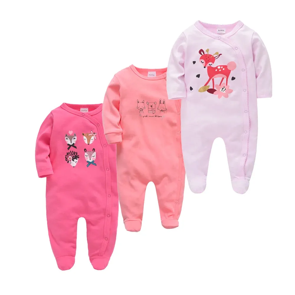 Baby's Long Sleeve Printed Cotton Summer Rompers