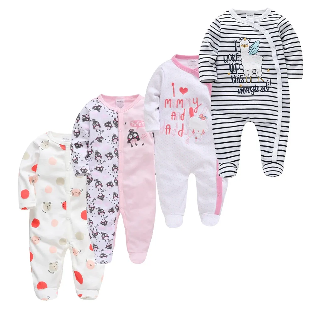 Baby's Long Sleeve Printed Cotton Summer Rompers