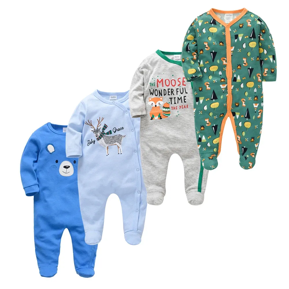 Baby's Long Sleeve Printed Cotton Summer Rompers