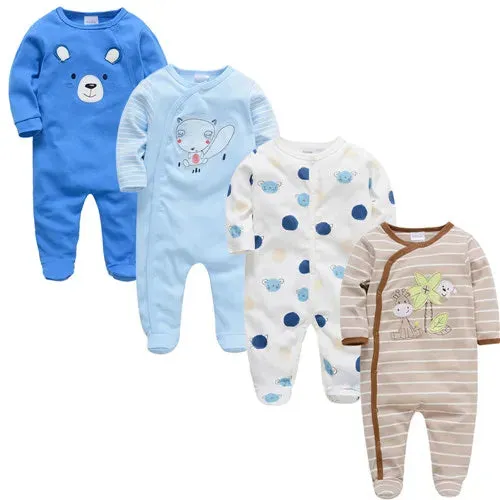 Baby's Long Sleeve Printed Cotton Summer Rompers