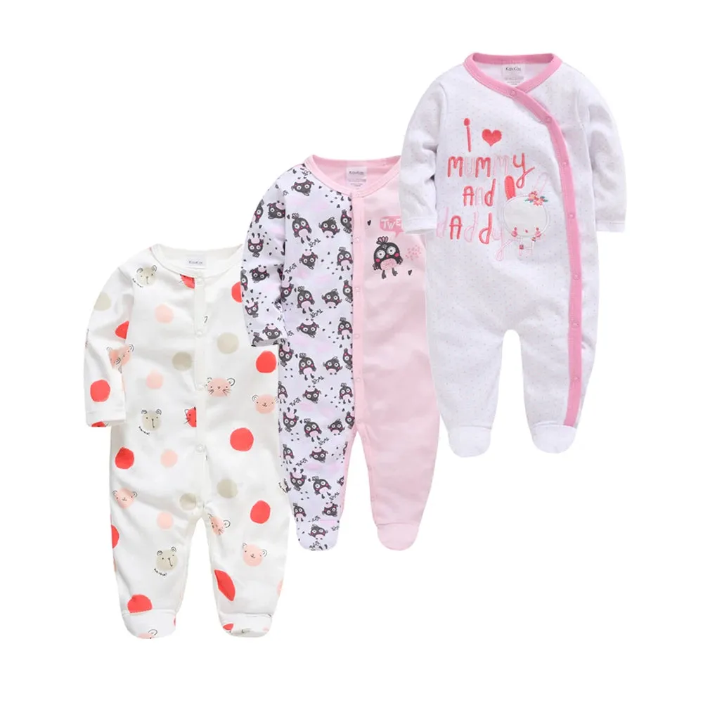 Baby's Long Sleeve Printed Cotton Summer Rompers