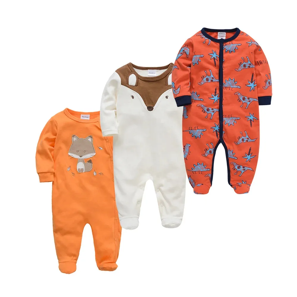 Baby's Long Sleeve Printed Cotton Summer Rompers
