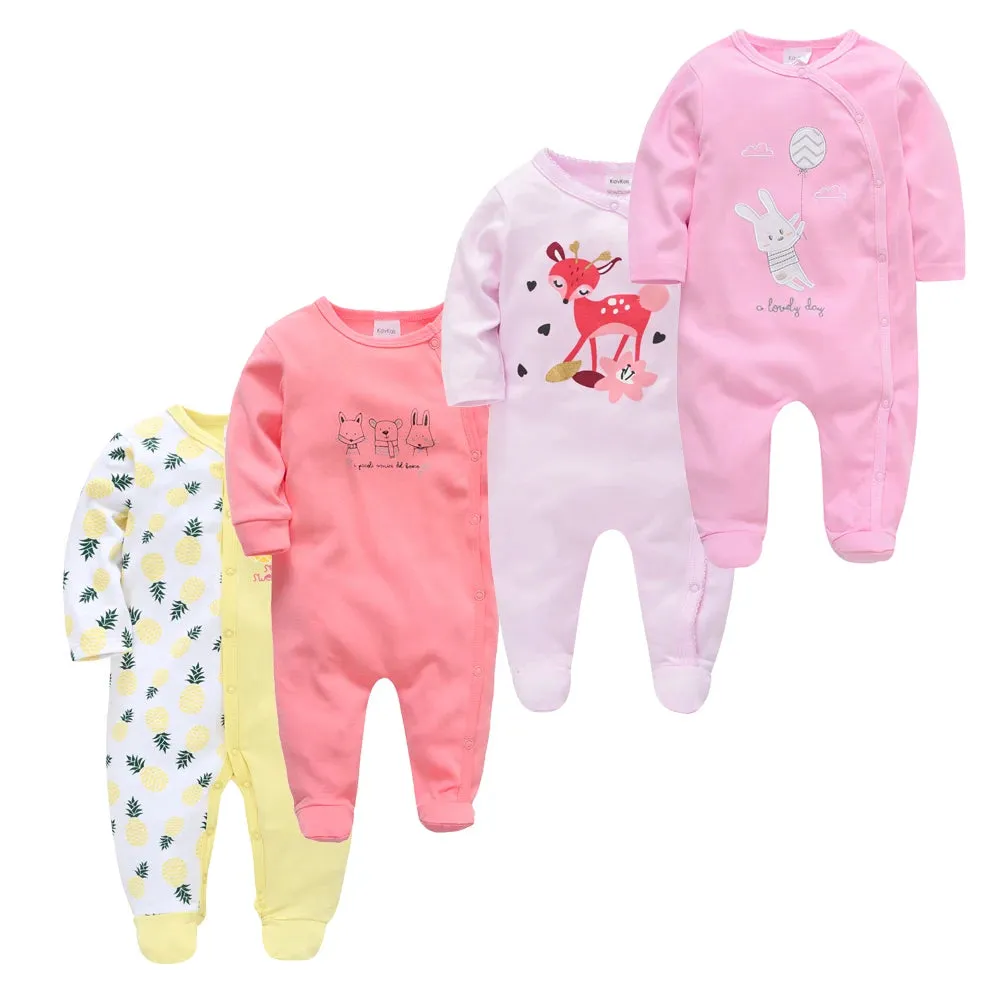 Baby's Long Sleeve Printed Cotton Summer Rompers