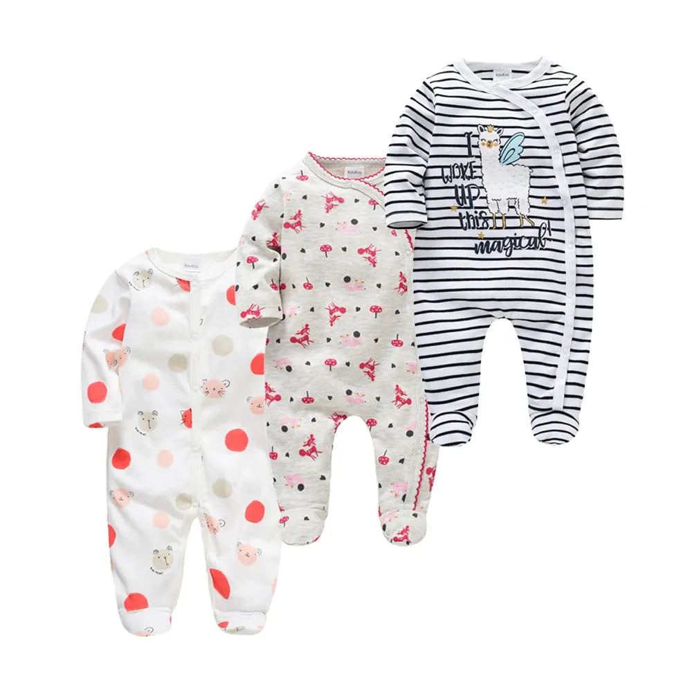 Baby's Long Sleeve Printed Cotton Summer Rompers