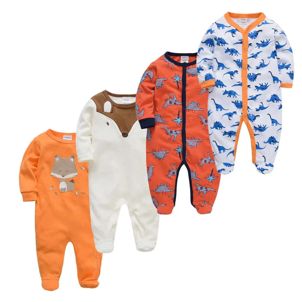 Baby's Long Sleeve Printed Cotton Summer Rompers