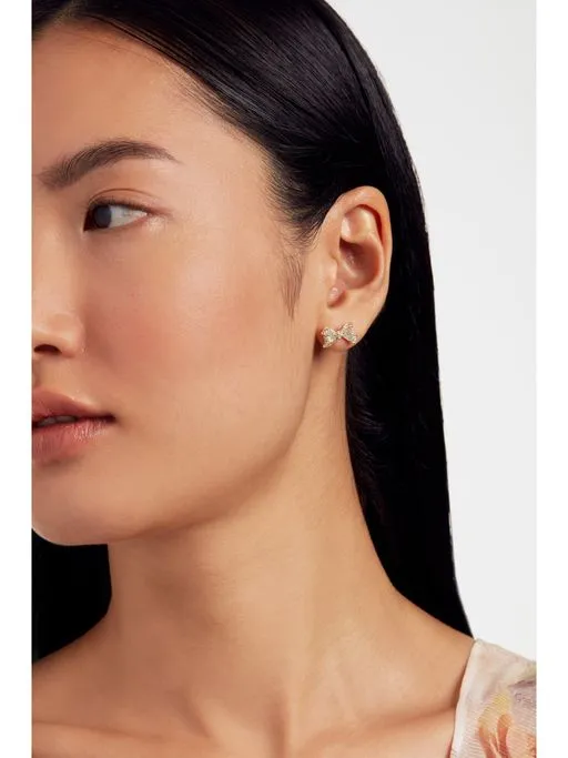 Barseta Crystal Bow Stud Earring Gold
