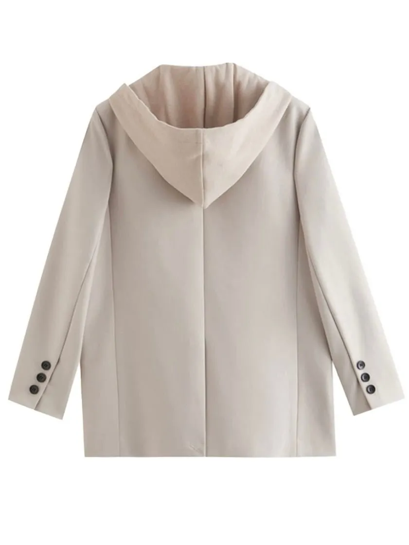 Beige hooded blazer