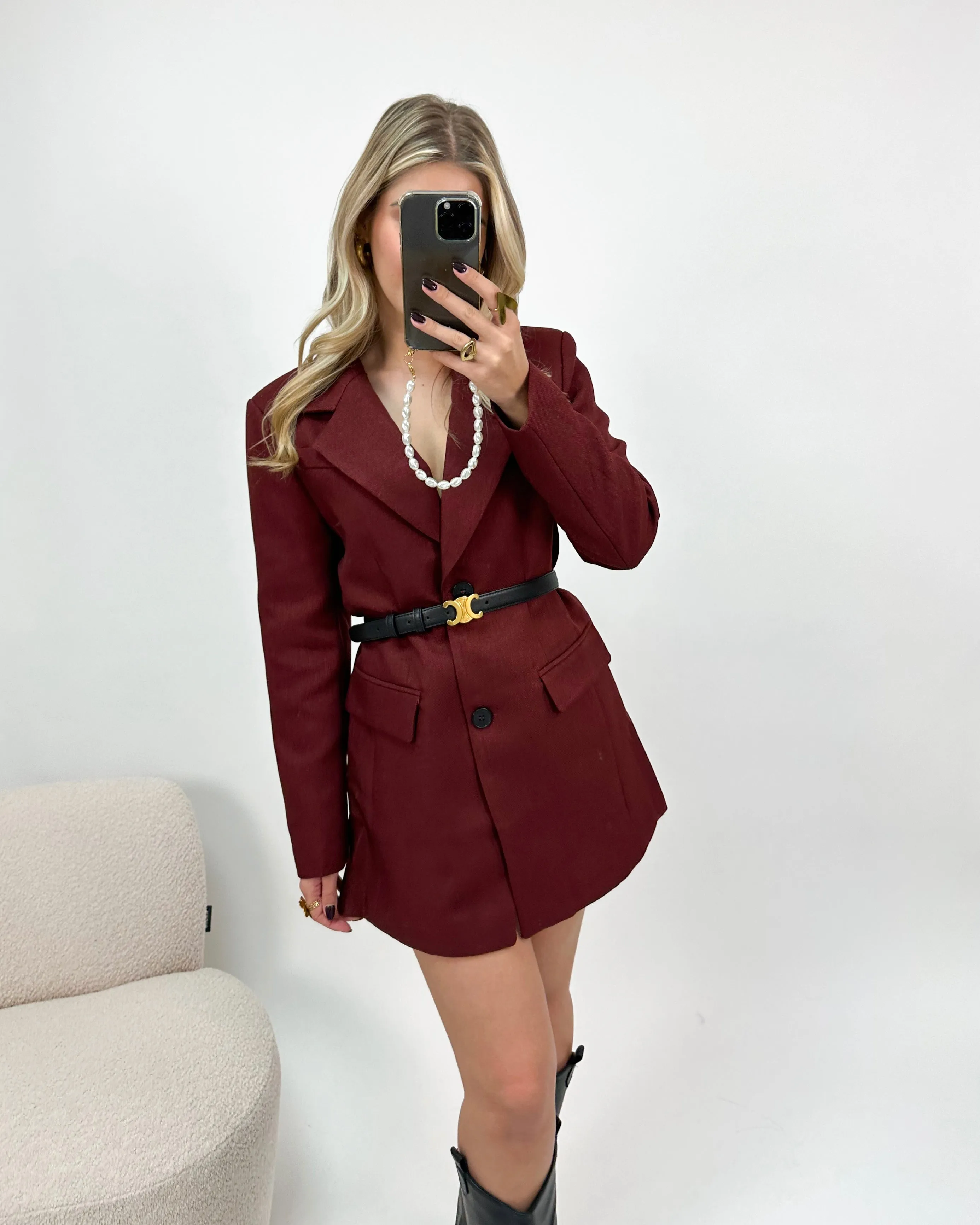 Blazer Dress Burgundy