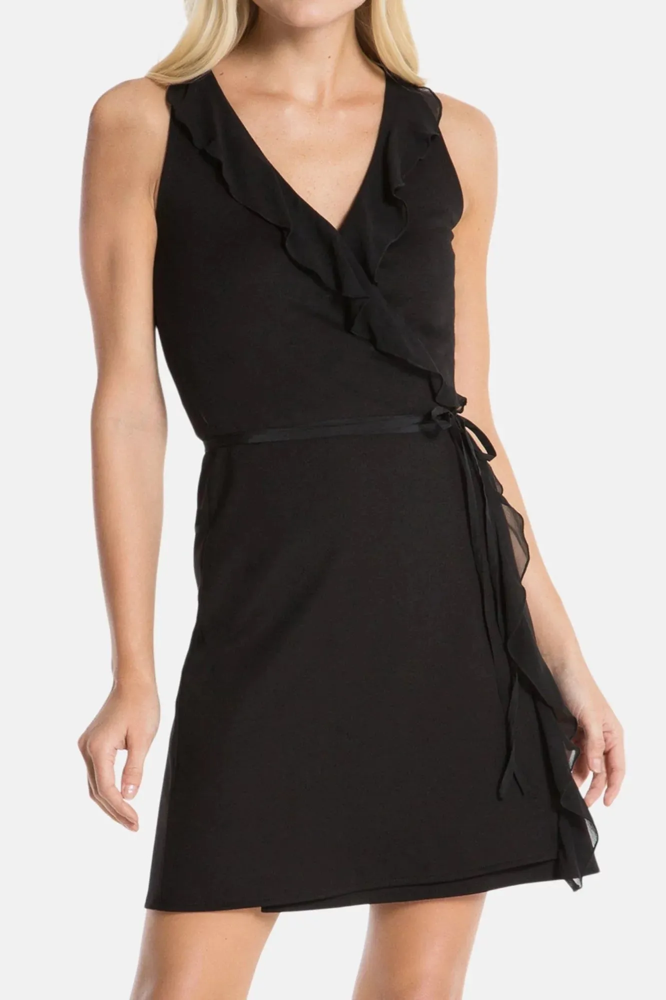 BLISS WRAP MINI DRESS (BLACK)