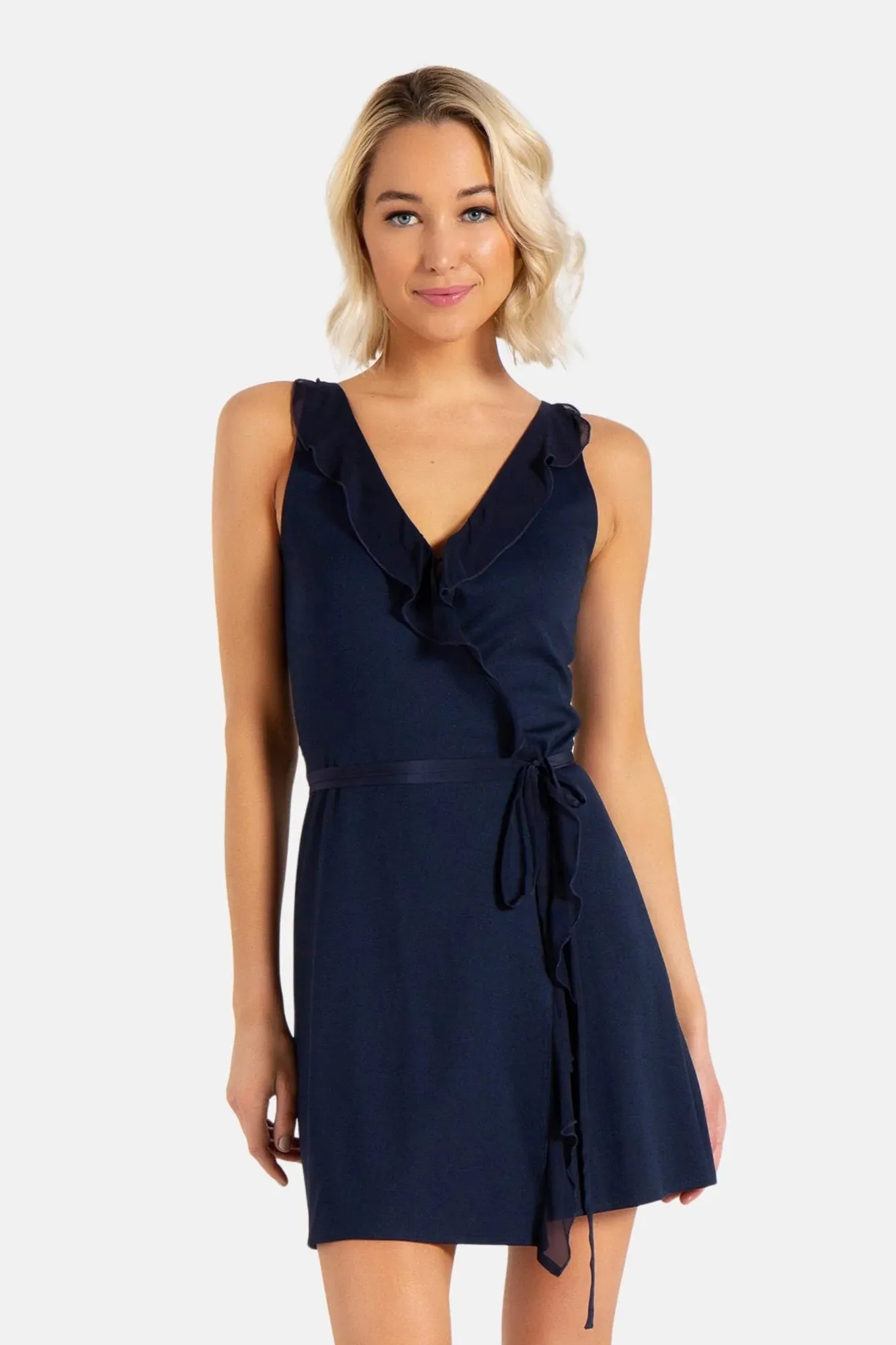 BLISS WRAP MINI DRESS (BLACK)