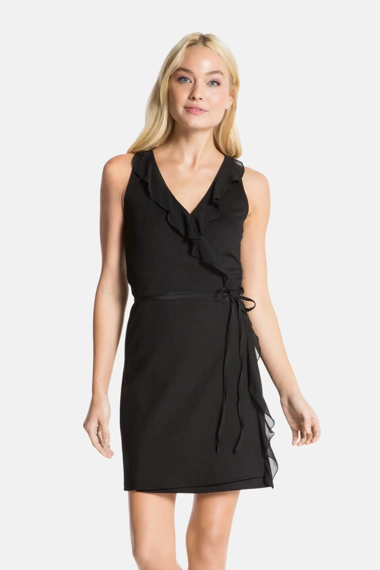 BLISS WRAP MINI DRESS (BLACK)