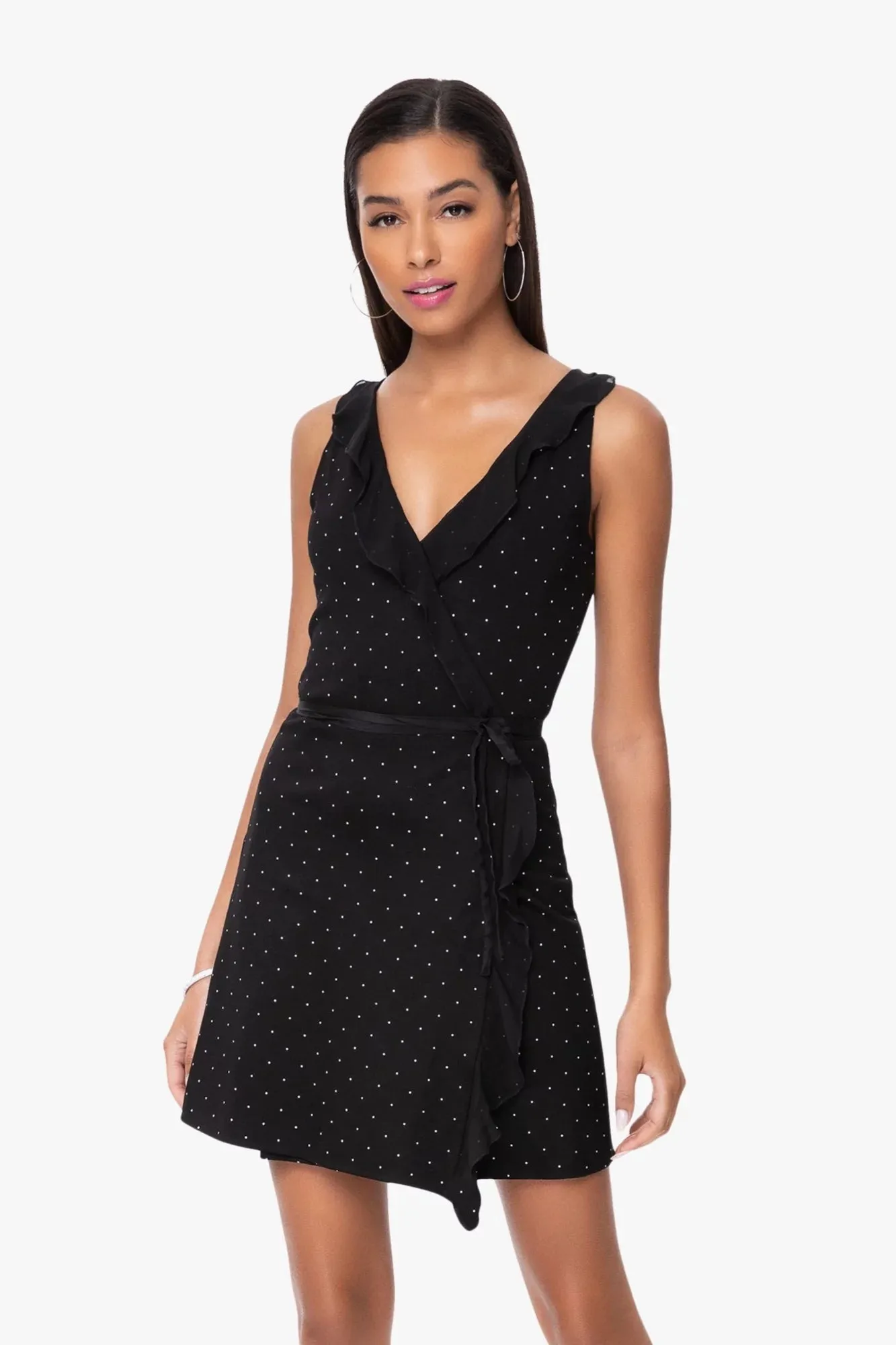 BLISS WRAP MINI DRESS (BLACK)