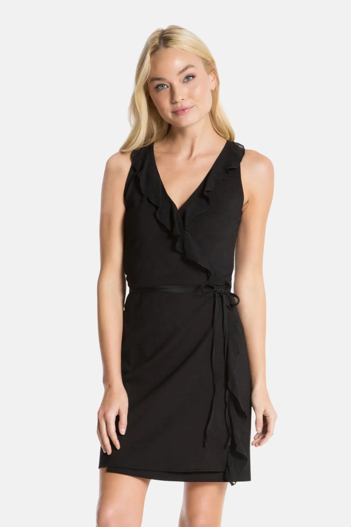BLISS WRAP MINI DRESS (BLACK)
