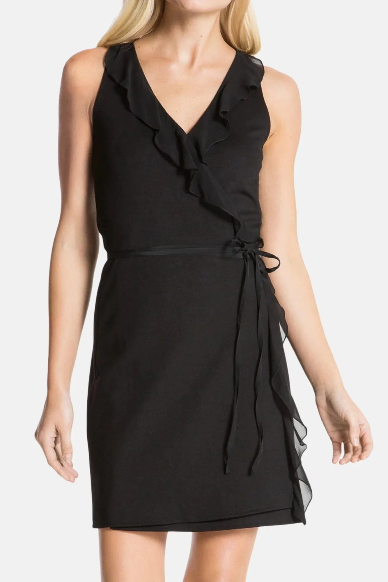 BLISS WRAP MINI DRESS (BLACK)