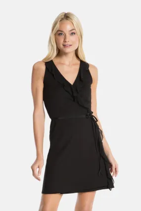 BLISS WRAP MINI DRESS (BLACK)