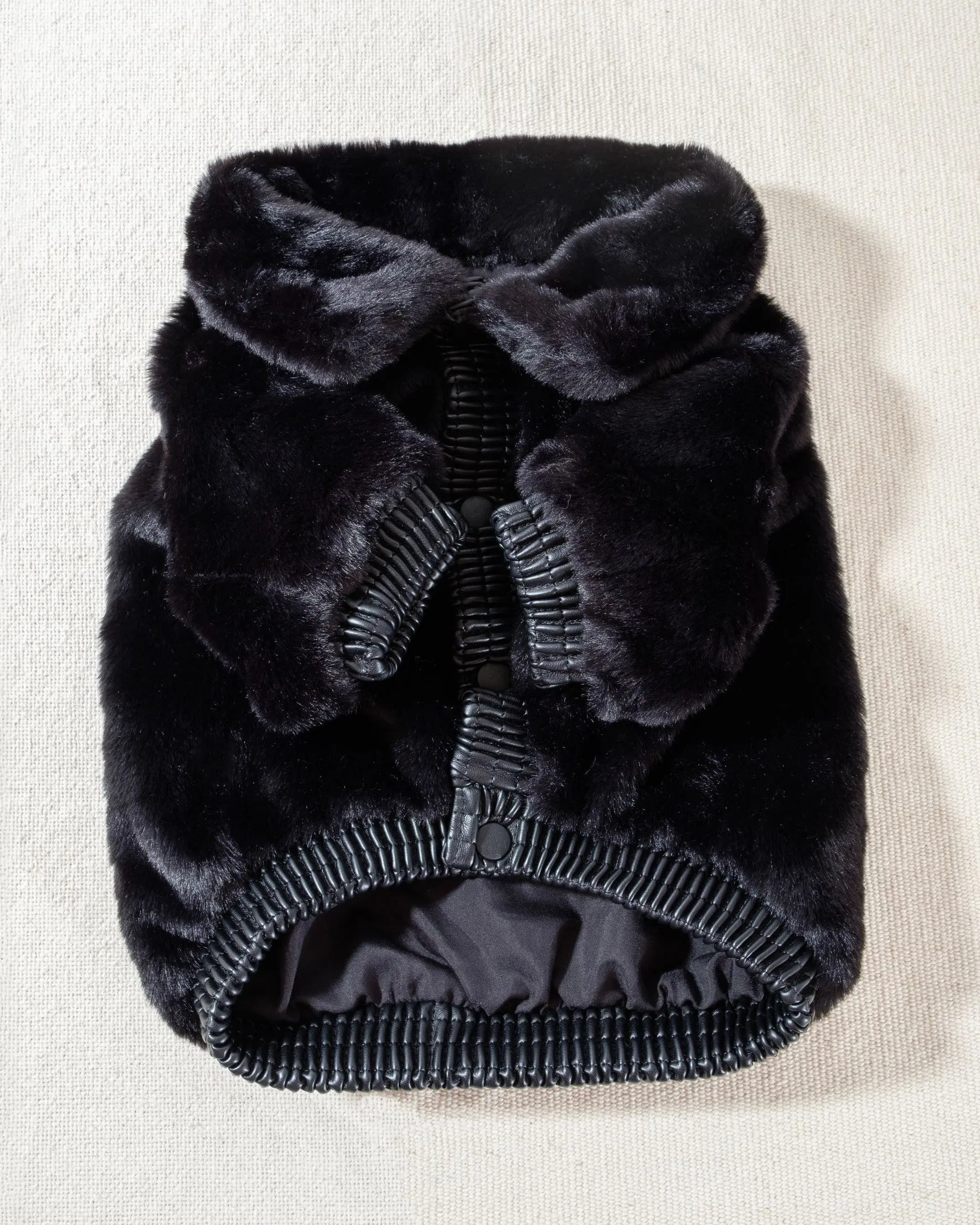 Broadway Black Faux Fur Dog Jacket