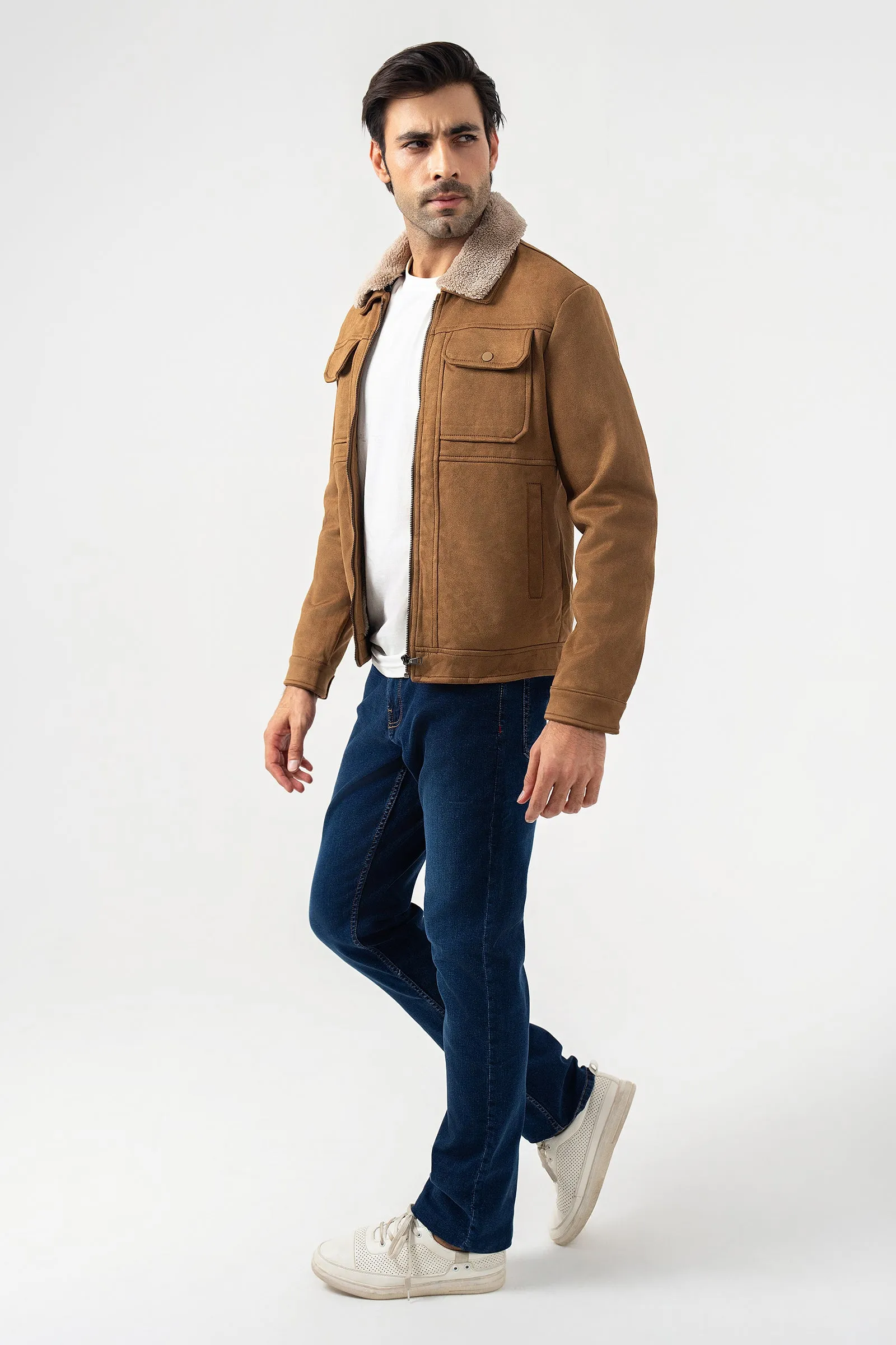 Brown Faux Suede Jacket