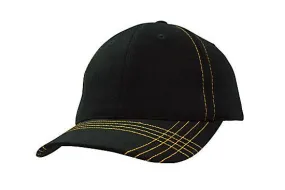 BRUSHED HEAVY COTTON CAP WITH CONTRASTING STITCHING & CROSS STITCHED PEAK