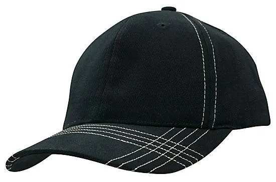 BRUSHED HEAVY COTTON CAP WITH CONTRASTING STITCHING & CROSS STITCHED PEAK