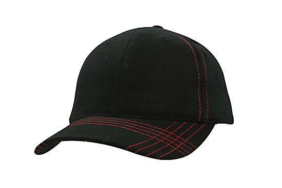 BRUSHED HEAVY COTTON CAP WITH CONTRASTING STITCHING & CROSS STITCHED PEAK
