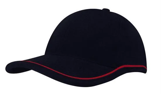 BRUSHED HEAVY COTTON CAP WITH PIPING ON PEAK & CROWN