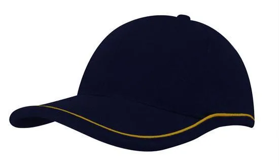 BRUSHED HEAVY COTTON CAP WITH PIPING ON PEAK & CROWN